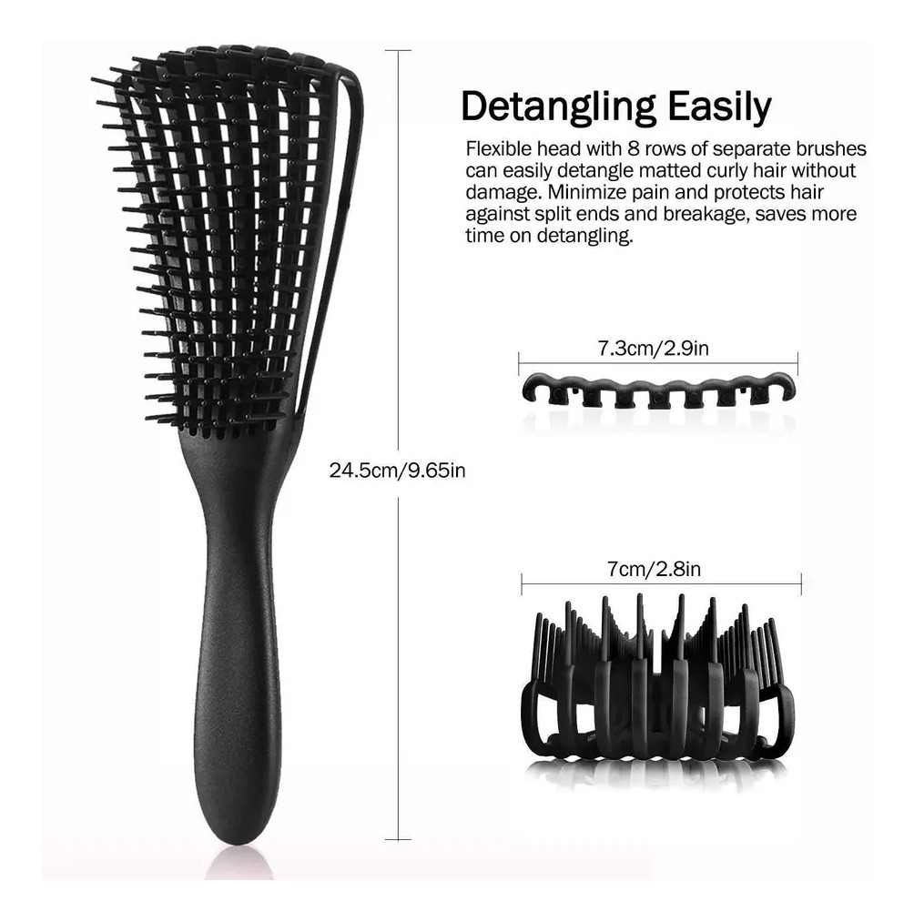 Cepillo Cabello Rizado Ondulado Desenredante Pelo Afro - Imagen 5