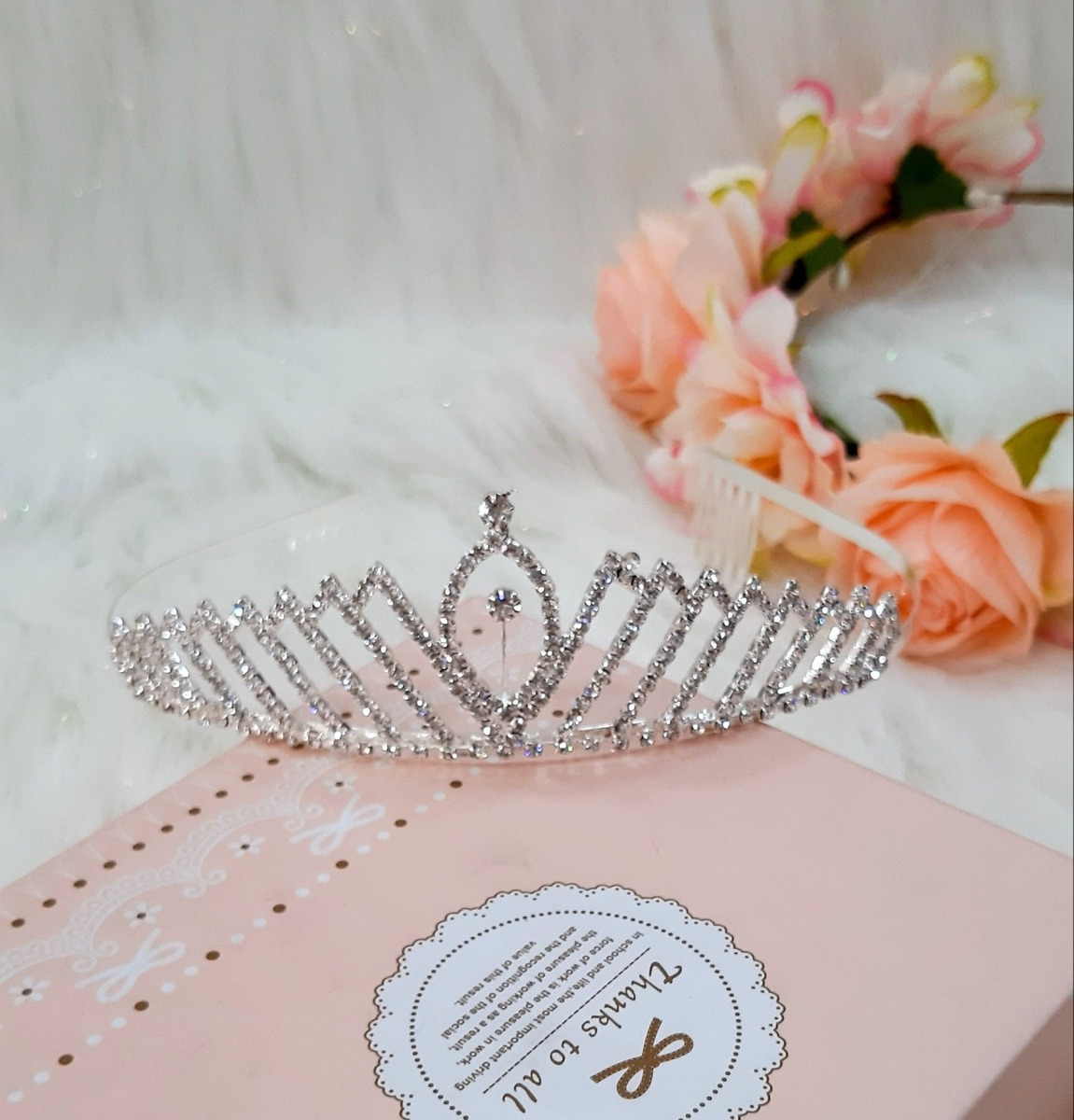 Tocado Tiara Corona Novia Quinceañera Primera Comunion - Imagen 3